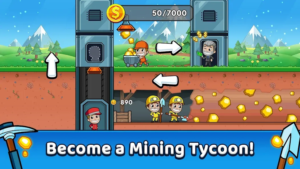 Взломанная Idle Miner Tycoon: Gold Games  [МОД Бесконечные деньги] — стабильная версия apk на Андроид screen 1