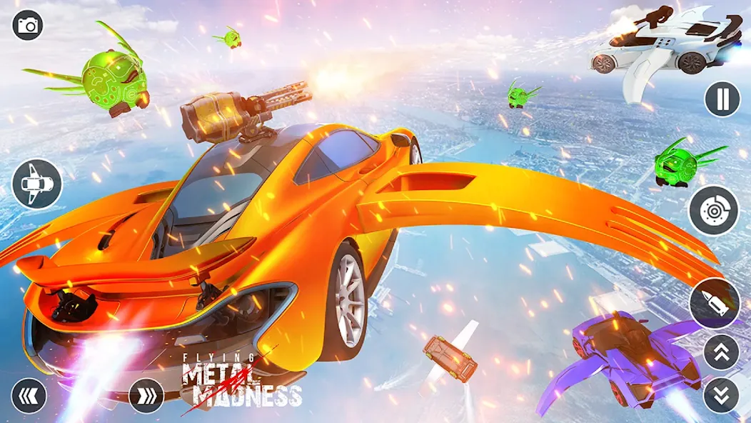 Скачать взломанную Flying Car Robot Shooting Game  [МОД Много монет] — последняя версия apk на Андроид screen 3