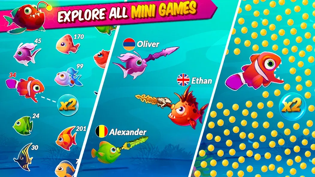 Скачать взлом Big Eat Fish Games Shark Games  [МОД Все открыто] — стабильная версия apk на Андроид screen 1