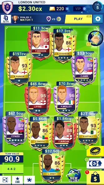 Взломанная Idle Eleven — Soccer tycoon (Айдл Илевен)  [МОД Unlocked] — последняя версия apk на Андроид screen 1