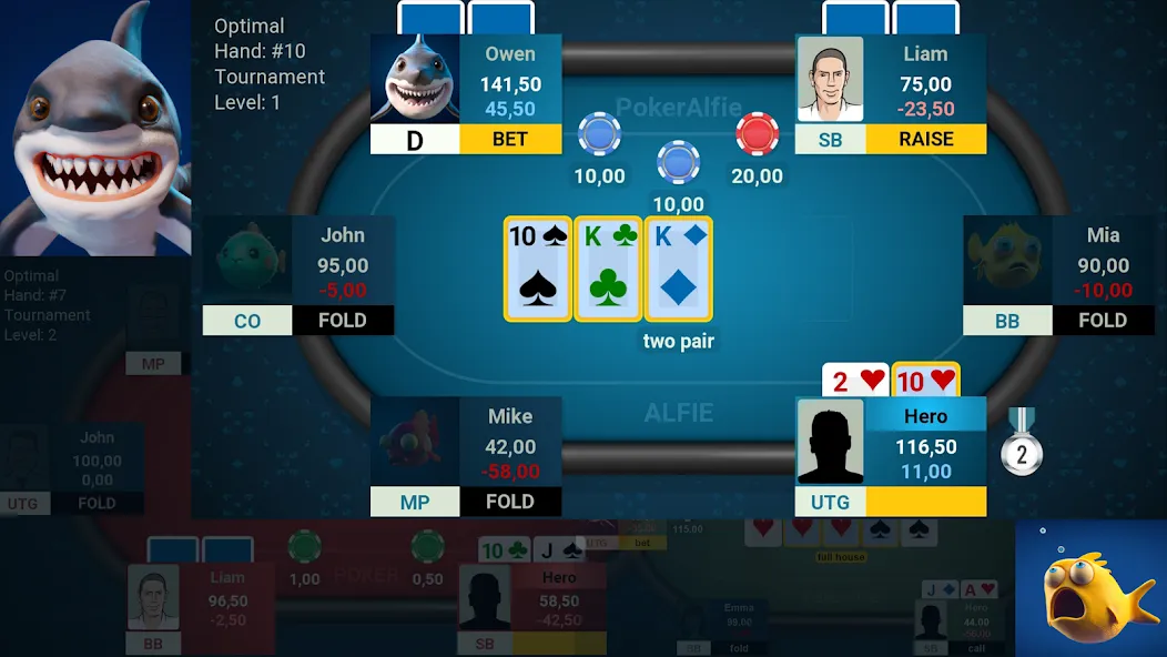 Взломанная Offline Poker AI — PokerAlfie (Оффлайн Покер ИИ)  [МОД Mega Pack] — полная версия apk на Андроид screen 1