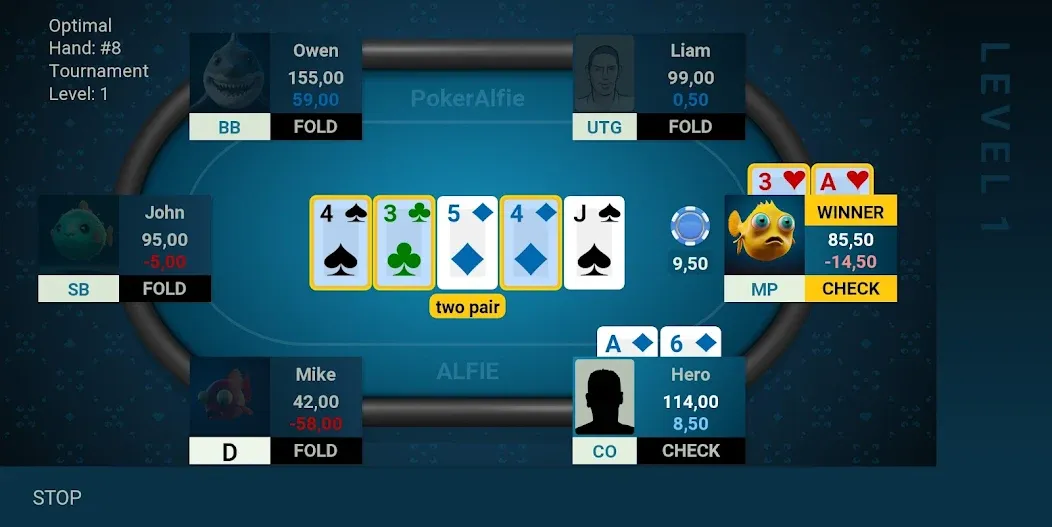 Взломанная Offline Poker AI — PokerAlfie (Оффлайн Покер ИИ)  [МОД Mega Pack] — полная версия apk на Андроид screen 2