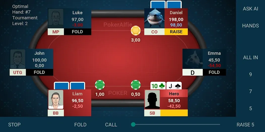 Взломанная Offline Poker AI — PokerAlfie (Оффлайн Покер ИИ)  [МОД Mega Pack] — полная версия apk на Андроид screen 3