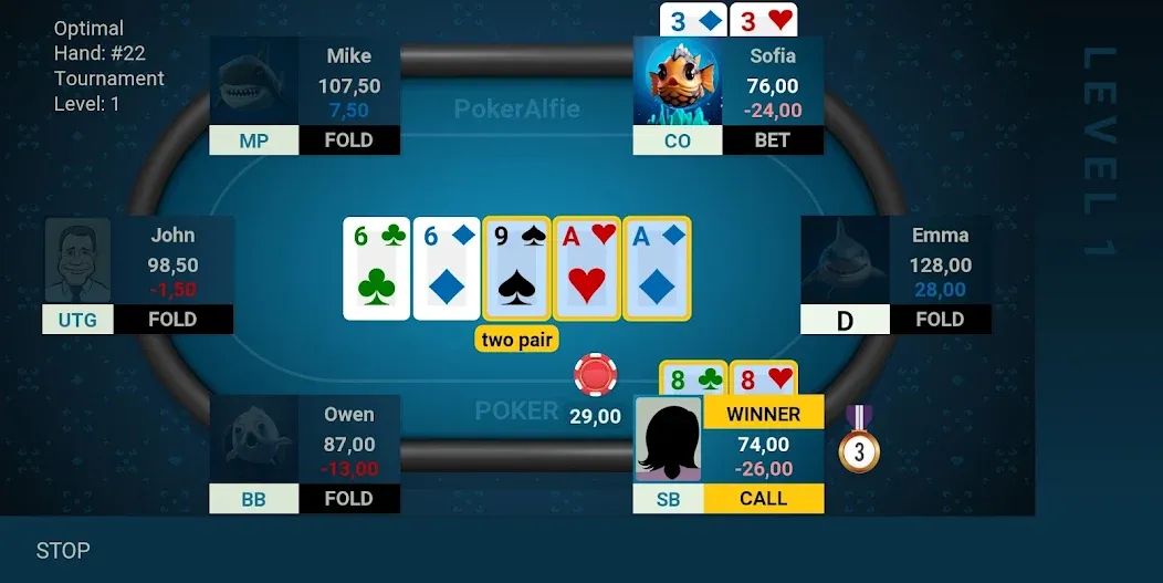 Взломанная Offline Poker AI — PokerAlfie (Оффлайн Покер ИИ)  [МОД Mega Pack] — полная версия apk на Андроид screen 5