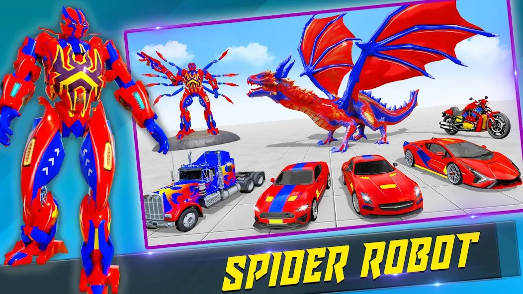 Взлом Spider Robot: Robot Car Games (Спайдер Робот)  [МОД Все открыто] — стабильная версия apk на Андроид screen 2