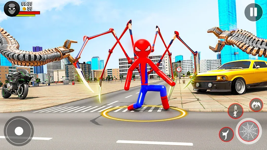 Скачать взломанную Spider Game-Stickman Rope Hero  [МОД Unlimited Money] — последняя версия apk на Андроид screen 2