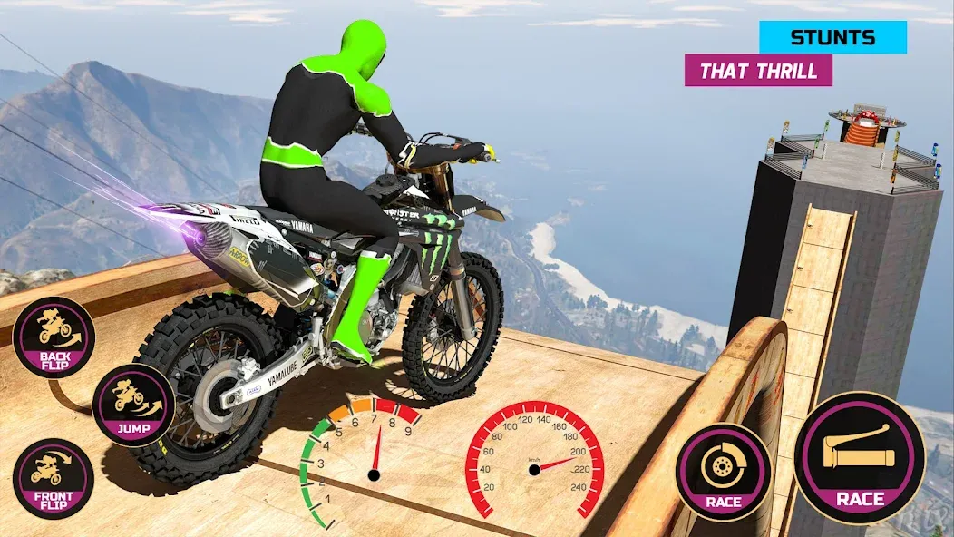 Скачать взломанную Racing Bike Stunt Games Master (Гонки на мотоциклах Мастер игр в трюки)  [МОД Много монет] — последняя версия apk на Андроид screen 2