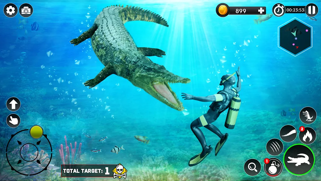 Скачать взломанную Hungry Animal Crocodile Games  [МОД Menu] — полная версия apk на Андроид screen 4