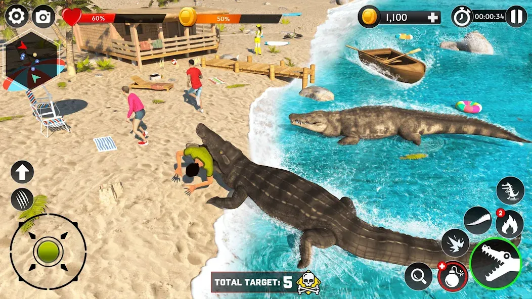 Скачать взломанную Hungry Animal Crocodile Games  [МОД Menu] — полная версия apk на Андроид screen 5