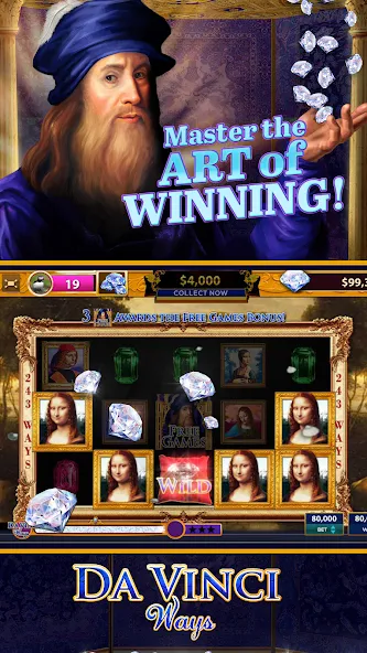 Взломанная Da Vinci Diamonds Casino – Bes (Да Винчи Даймондс Казино)  [МОД Меню] — полная версия apk на Андроид screen 2