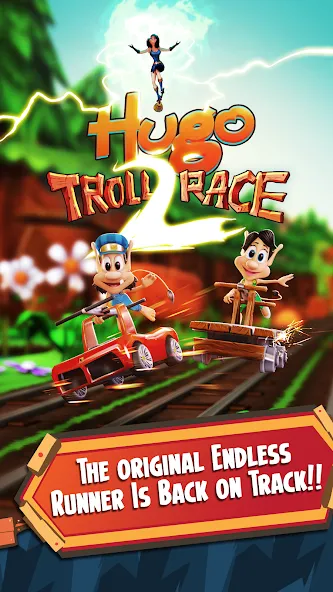 Скачать взломанную Hugo Troll Race 2: Rail Rush (Хуго Тролл Гонка 2)  [МОД Много денег] — полная версия apk на Андроид screen 1