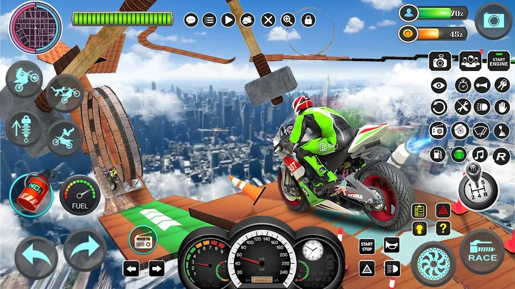 Скачать взломанную Mega Ramp Bike Stunts Games 3D  [МОД Menu] — полная версия apk на Андроид screen 2