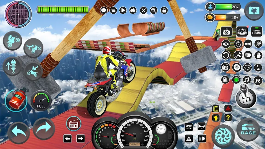 Скачать взломанную Mega Ramp Bike Stunts Games 3D  [МОД Menu] — полная версия apk на Андроид screen 4