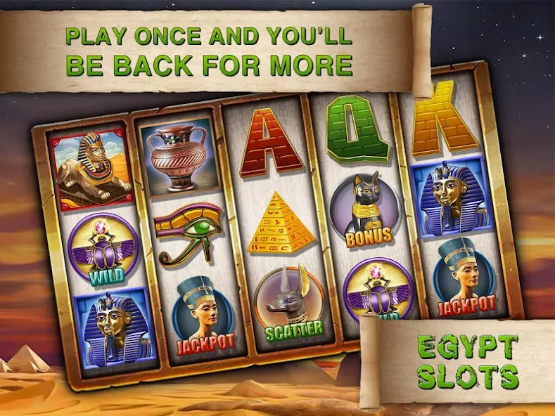 Взломанная Egypt Slots Casino Machines (Египетские игровые автоматы казино)  [МОД Все открыто] — последняя версия apk на Андроид screen 5