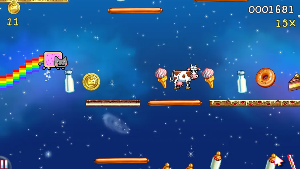 Скачать взломанную Nyan Cat: Lost In Space (Нян Кэт)  [МОД Unlocked] — последняя версия apk на Андроид screen 1