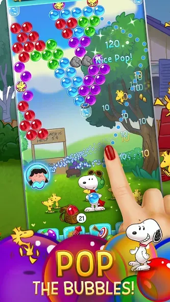 Скачать взломанную Bubble Shooter — Snoopy POP! (Бабл шутер)  [МОД Все открыто] — стабильная версия apk на Андроид screen 1