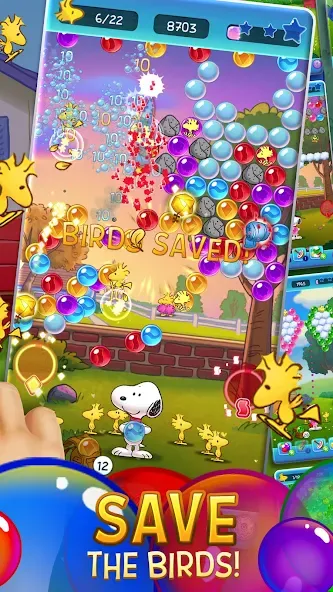 Скачать взломанную Bubble Shooter — Snoopy POP! (Бабл шутер)  [МОД Все открыто] — стабильная версия apk на Андроид screen 2