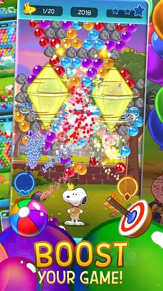 Скачать взломанную Bubble Shooter — Snoopy POP! (Бабл шутер)  [МОД Все открыто] — стабильная версия apk на Андроид screen 4