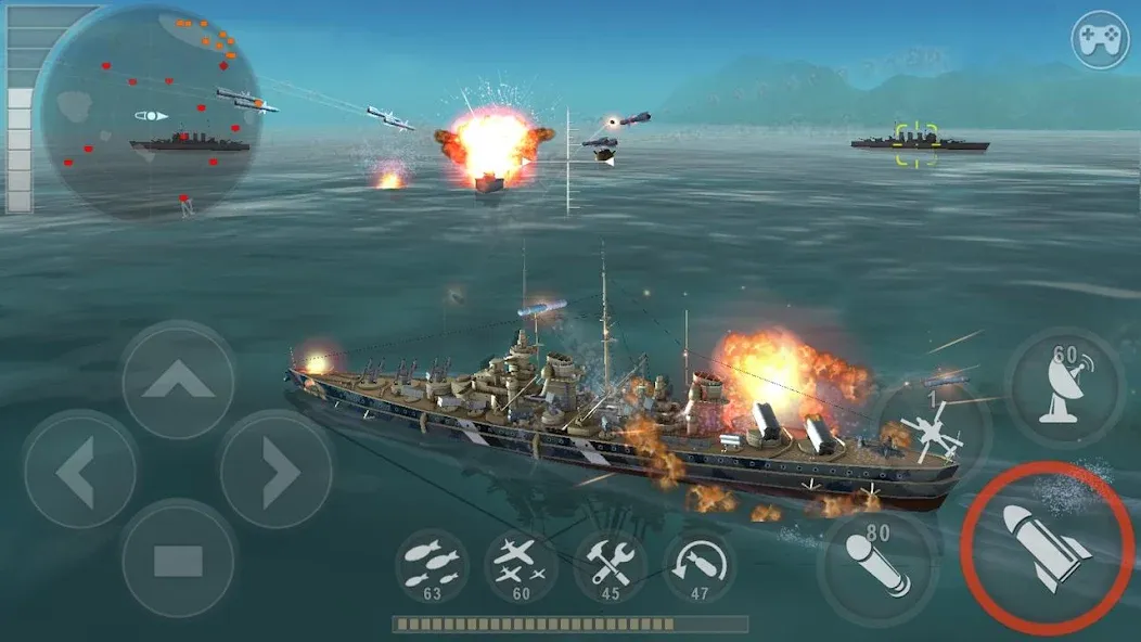 Взлом WARSHIP BATTLE:3D World War II  [МОД Unlocked] — полная версия apk на Андроид screen 1