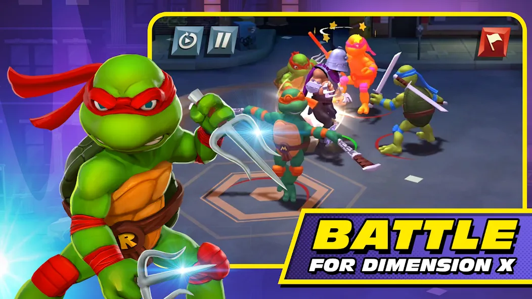 Скачать взломанную TMNT: Mutant Madness (ТМНТ)  [МОД Mega Pack] — стабильная версия apk на Андроид screen 1