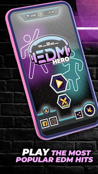 Скачать взлом Guitar Hero Game: EDM Music (ЭДМ)  [МОД Много денег] — стабильная версия apk на Андроид screen 1