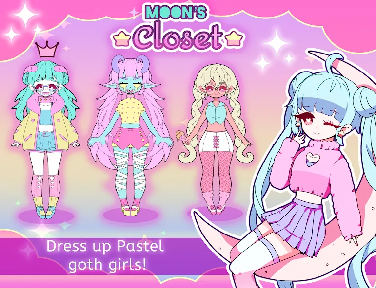 Скачать взломанную Moon's Closet dress up game  [МОД Бесконечные деньги] — стабильная версия apk на Андроид screen 1