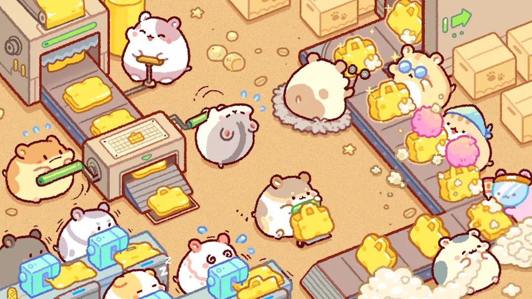 Скачать взломанную Hamster Bag Factory : Tycoon (Хэмстер сумка фабрика)  [МОД Много денег] — полная версия apk на Андроид screen 1