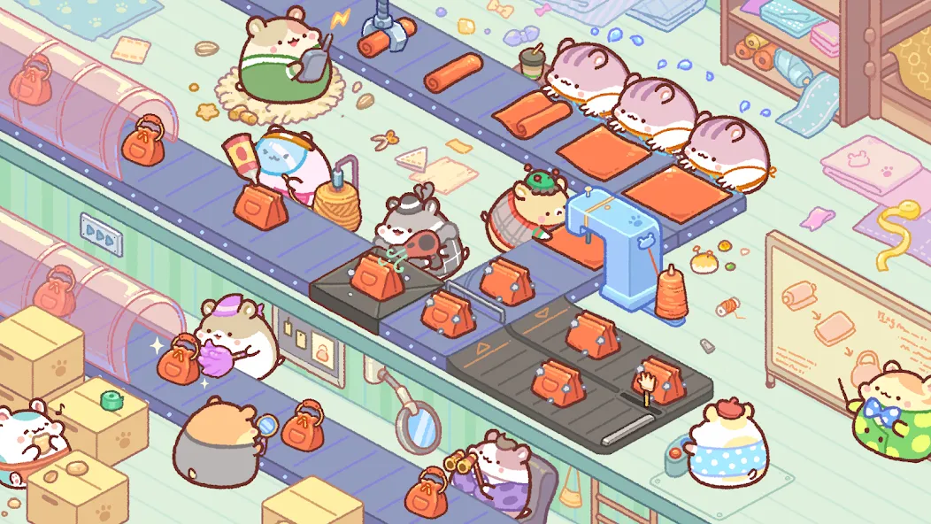 Скачать взломанную Hamster Bag Factory : Tycoon (Хэмстер сумка фабрика)  [МОД Много денег] — полная версия apk на Андроид screen 2