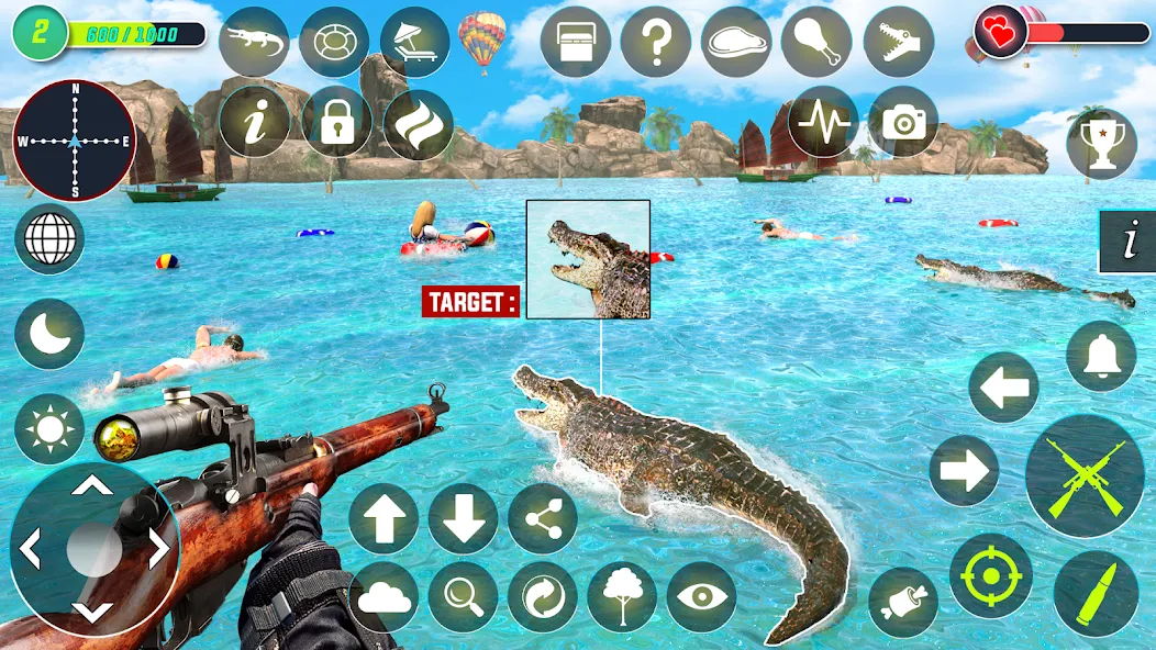 Скачать взломанную Crocodile Hunting Animal Games (Крокодил Охота Игры с животными)  [МОД Menu] — стабильная версия apk на Андроид screen 5