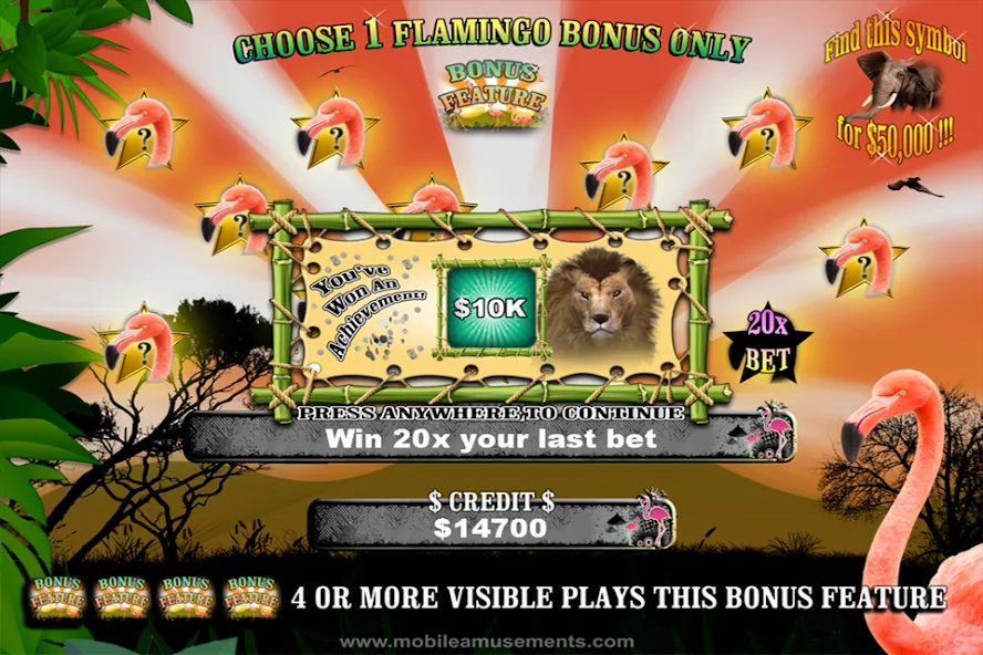 Скачать взломанную Flamingo Safari Slots (Фламинго Сафари Слоты)  [МОД Бесконечные монеты] — последняя версия apk на Андроид screen 2