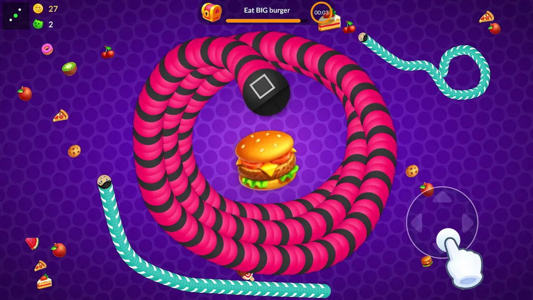 Взломанная Snake vs Worms: Fun .io Zone  [МОД Много монет] — полная версия apk на Андроид screen 1