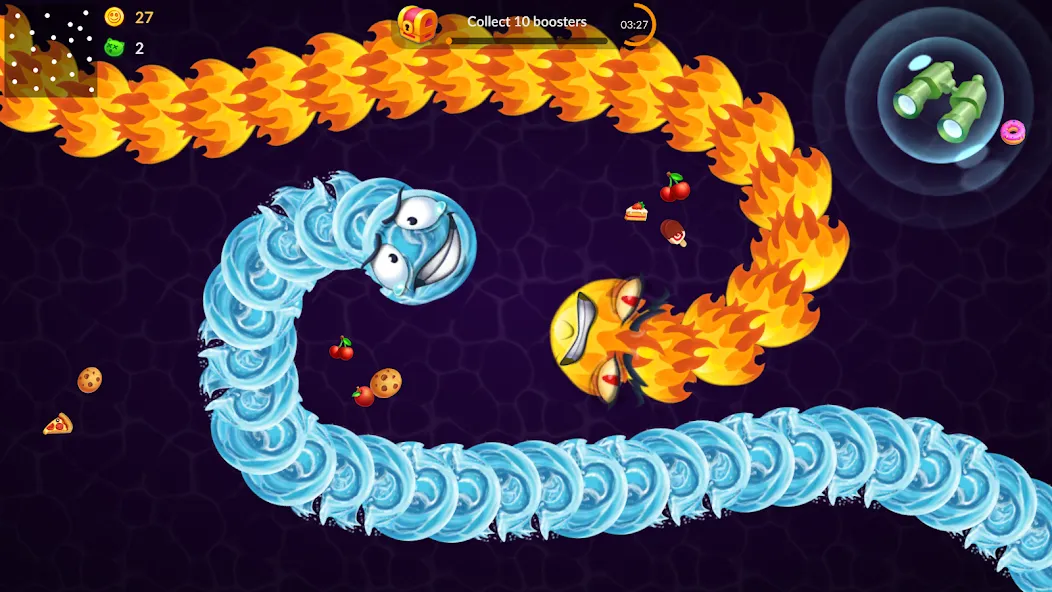 Взломанная Snake vs Worms: Fun .io Zone  [МОД Много монет] — полная версия apk на Андроид screen 2