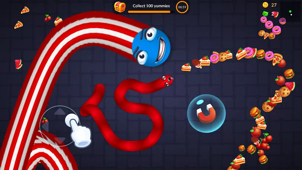 Взломанная Snake vs Worms: Fun .io Zone  [МОД Много монет] — полная версия apk на Андроид screen 3