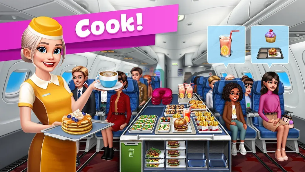 Взломанная Airplane Chefs — Cooking Game (Эйрплейн Чефз)  [МОД Mega Pack] — стабильная версия apk на Андроид screen 1