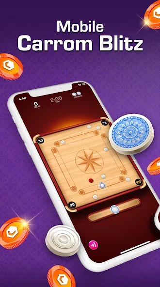 Скачать взлом Carrom Blitz: Win Rewards (Карром Блиц)  [МОД Бесконечные монеты] — полная версия apk на Андроид screen 1