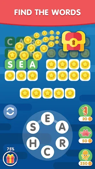 Скачать взломанную Word Search Sea: Word Puzzle  [МОД Много денег] — полная версия apk на Андроид screen 1