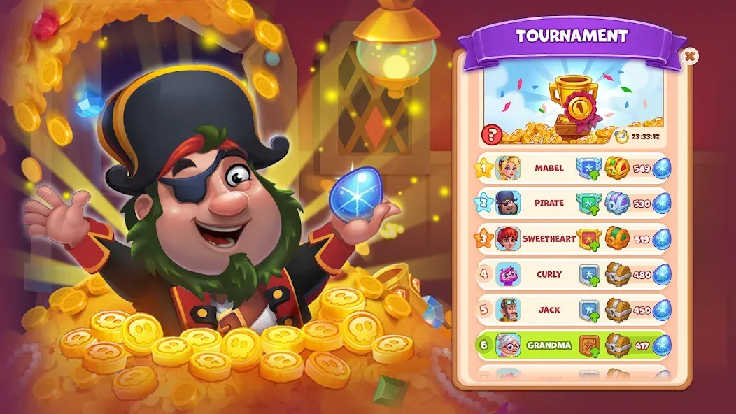 Взломанная Pirate Treasures: Jewel & Gems  [МОД Mega Pack] — полная версия apk на Андроид screen 2