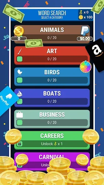 Скачать взломанную Make Money: Word Search (Мейк Мани)  [МОД Unlocked] — стабильная версия apk на Андроид screen 1