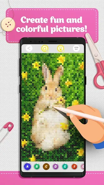 Скачать взломанную Cross Stitch Coloring Art (Кроссстич окрашивание искусства)  [МОД Все открыто] — последняя версия apk на Андроид screen 3