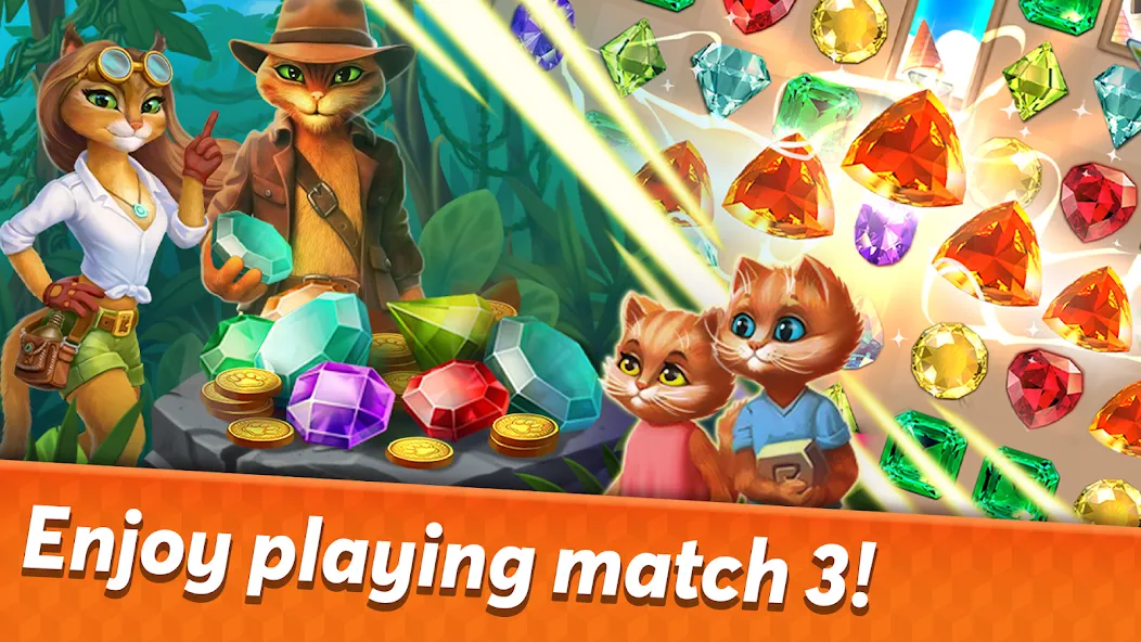 Скачать взломанную Indy Cat 2: Match 3 game  [МОД Все открыто] — последняя версия apk на Андроид screen 1