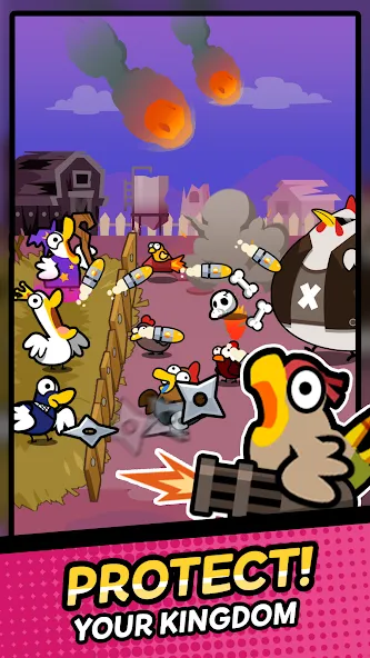 Взломанная Duck vs Chicken : Idle Defense (Дак против Чикен)  [МОД Mega Pack] — последняя версия apk на Андроид screen 1