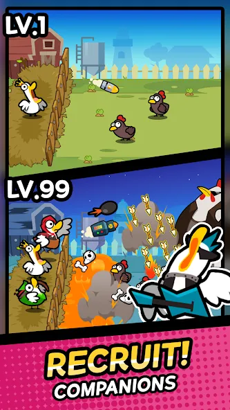 Взломанная Duck vs Chicken : Idle Defense (Дак против Чикен)  [МОД Mega Pack] — последняя версия apk на Андроид screen 2