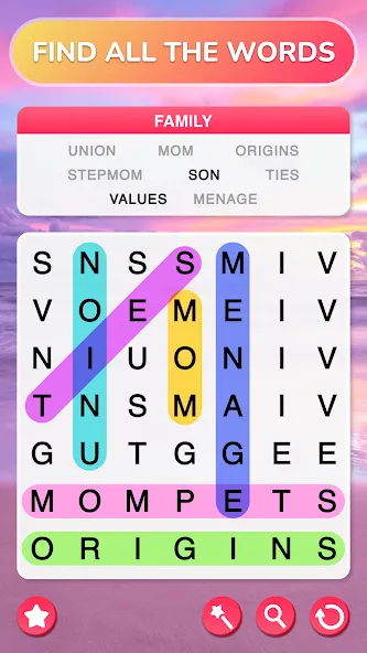 Взломанная Word Search — Word Puzzle Game  [МОД Бесконечные деньги] — стабильная версия apk на Андроид screen 1