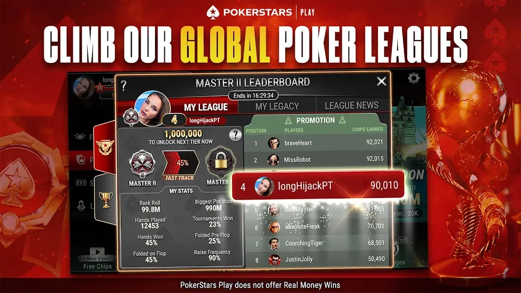 Скачать взломанную PokerStars Play: Texas Hold'em (ПокерСтарс Плей)  [МОД Бесконечные монеты] — последняя версия apk на Андроид screen 2