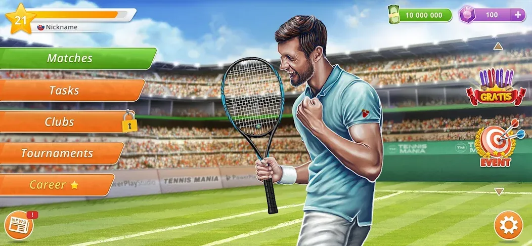 Скачать взломанную Tennis Mania Mobile (Теннис Мания Мобайл)  [МОД Unlimited Money] — полная версия apk на Андроид screen 2