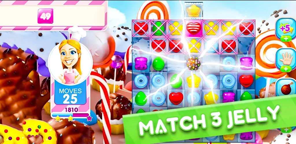 Скачать взломанную Jelly Kingdom Crush — Match 3  [МОД Unlocked] — полная версия apk на Андроид screen 1