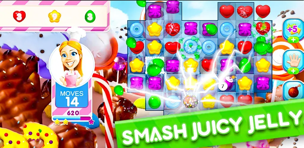 Скачать взломанную Jelly Kingdom Crush — Match 3  [МОД Unlocked] — полная версия apk на Андроид screen 2