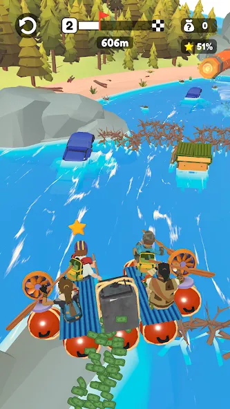 Скачать взломанную Raft Racing (ДИУАфтинг)  [МОД Много монет] — последняя версия apk на Андроид screen 2