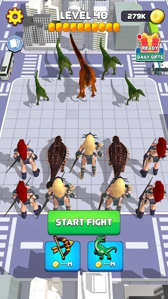 Скачать взломанную Dinosaur Monster Fight Battle (Бамбам Монстр Против 100 Дверей)  [МОД Меню] — полная версия apk на Андроид screen 1