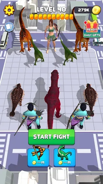 Скачать взломанную Dinosaur Monster Fight Battle (Бамбам Монстр Против 100 Дверей)  [МОД Меню] — полная версия apk на Андроид screen 2